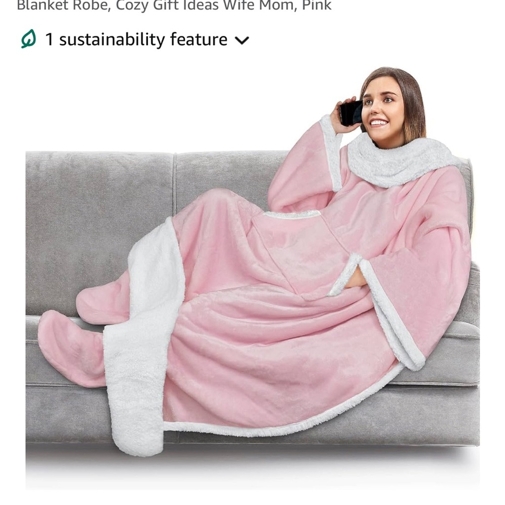 Luxurious Pink Blanket Robe with Soft White Trim